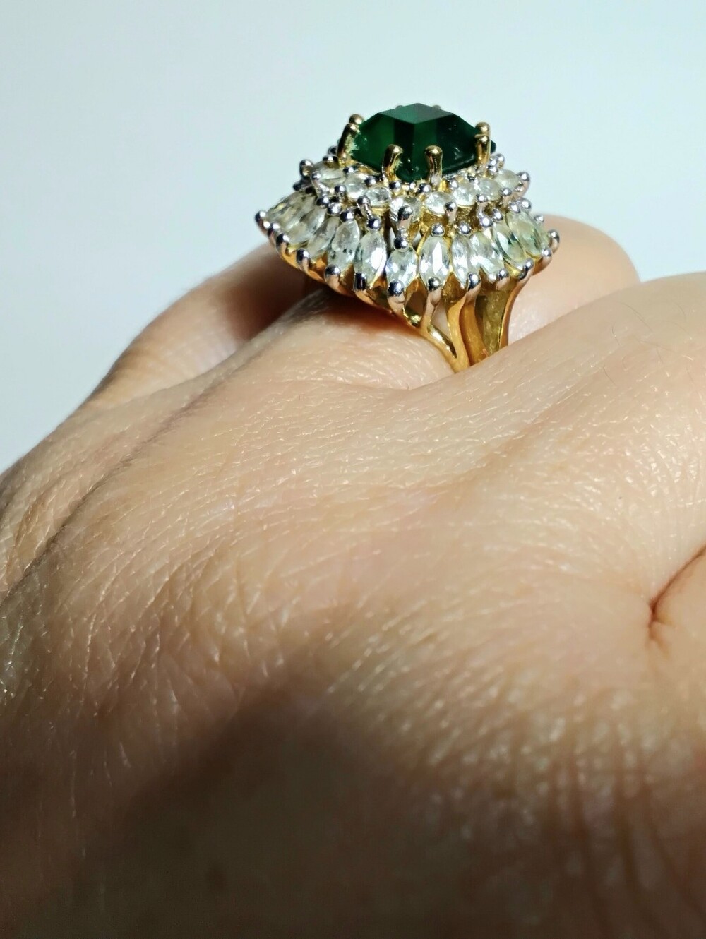 Camrose & Kross Gold Emerald & Diamond Jackie Kennedy Ring Sz 8-3/4 - Picture 6 of 8